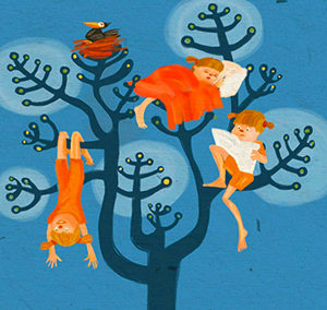 She lives on a tree  children illustration