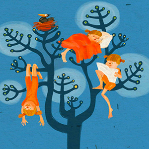 She lives on a tree  children illustration